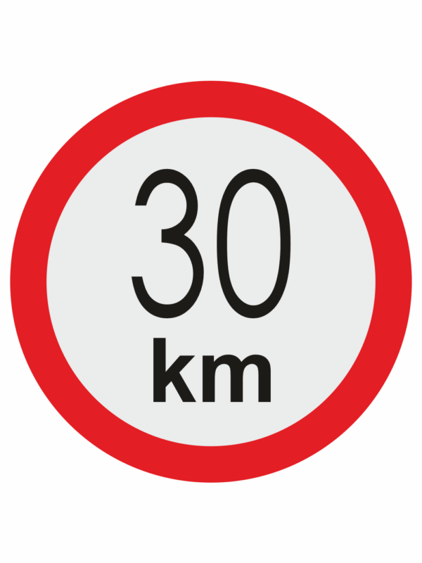 Značenie vozidel - Označenie najvyššej povolenej rýchlosti: 30 km