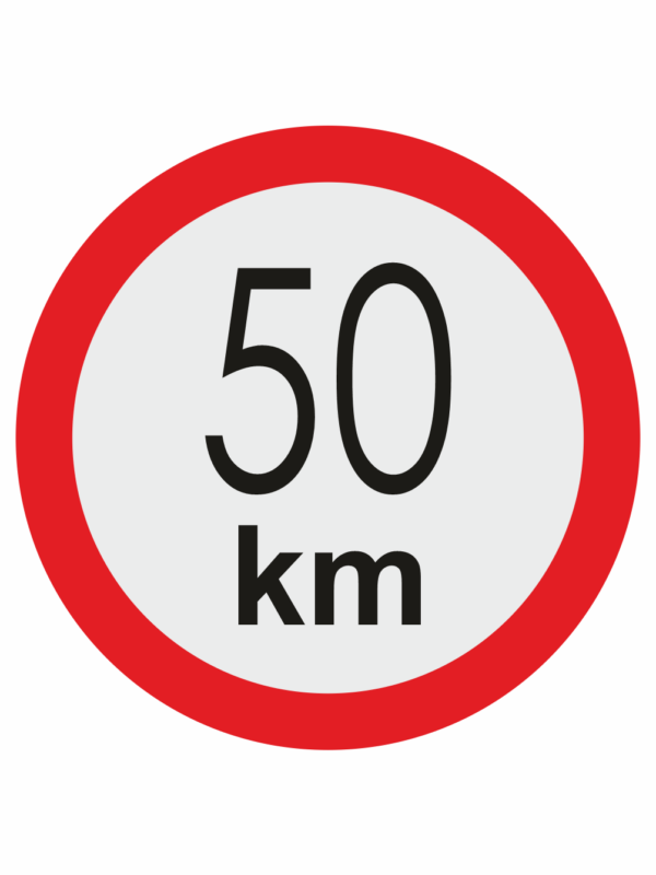 Značenie vozidel - Označenie najvyššej povolenej rýchlosti: 50 km