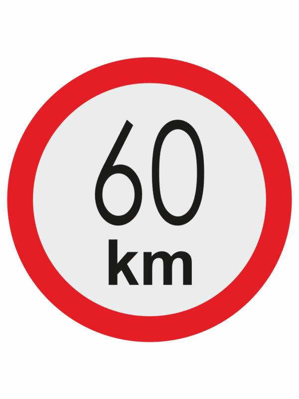 Značenie vozidel - Označenie najvyššej povolenej rýchlosti: 60 km