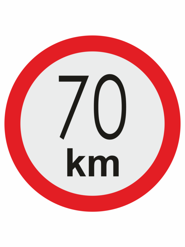 Značenie vozidel - Označenie najvyššej povolenej rýchlosti: 70 km