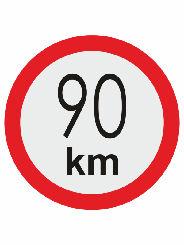 Značenie vozidel - Označenie najvyššej povolenej rýchlosti: 90 km
