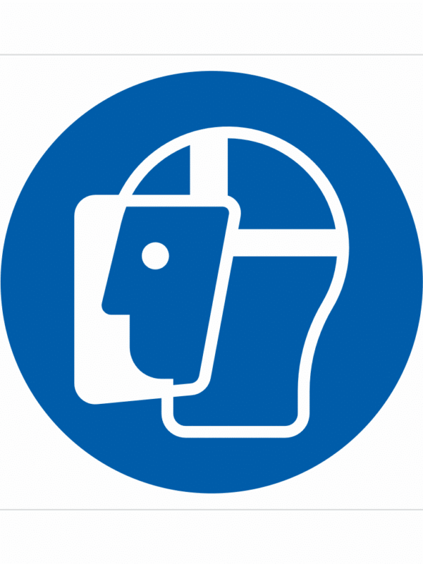 Bezpečnostní značení - Příkazový symbol: Použij obličejový štít ISO 7010