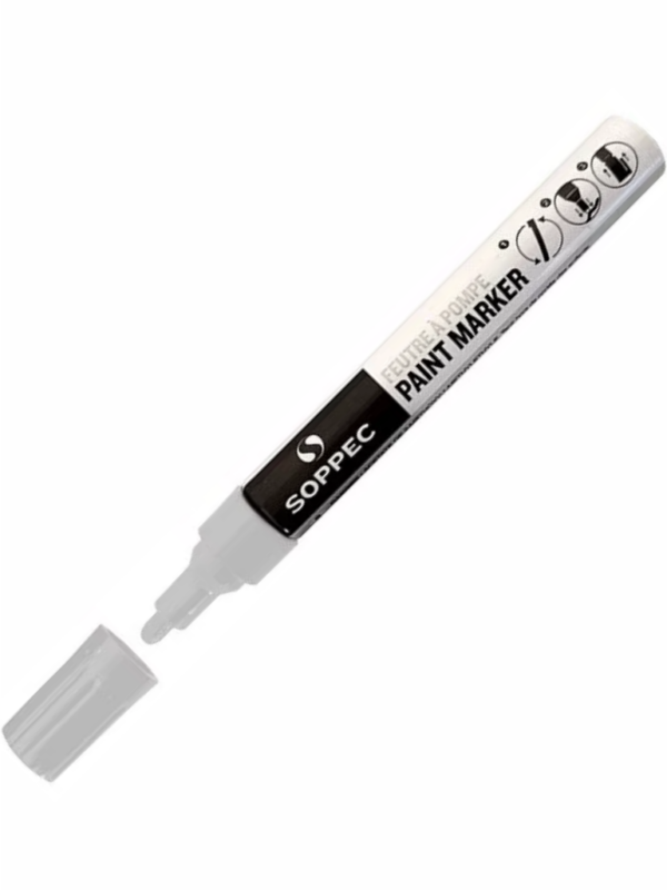 Barevný průmyslový popisovač bílý
