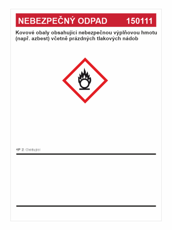 Nebezpečný odpad 150111 - Kovové obaly obsahující ....