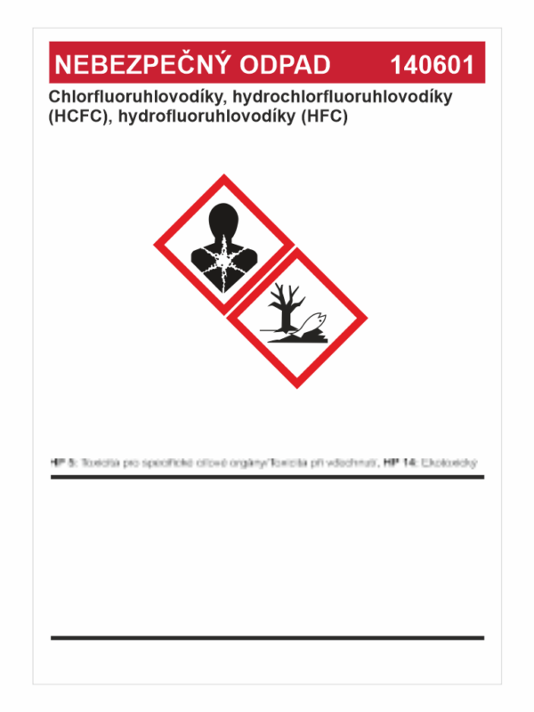 Nebezpečný odpad 140601 - Chlorfluoruhlovodíky, ......