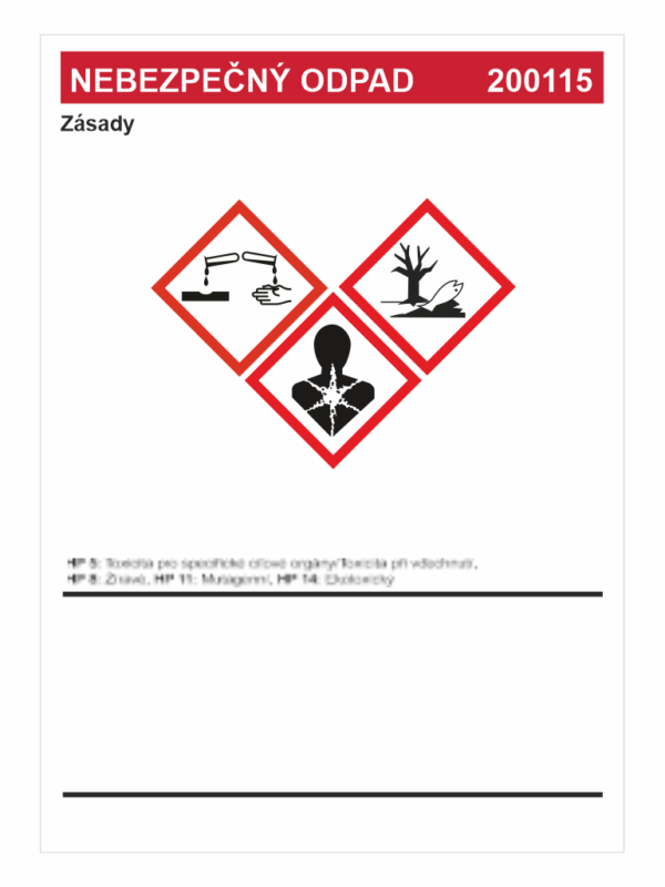 Nebezpečný odpad 200115 - Zásady