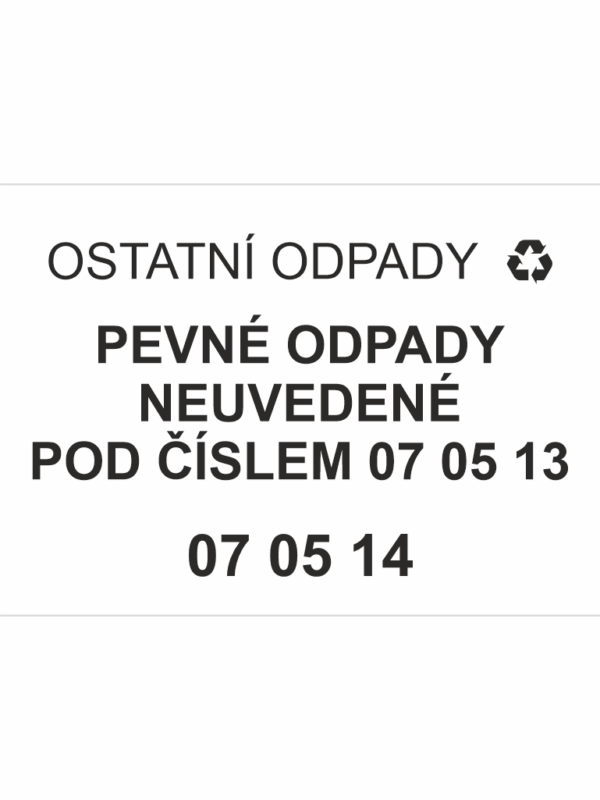Ostatní odpady 070514 - Pevné odpady neuvedené pod číslem 07 05 13