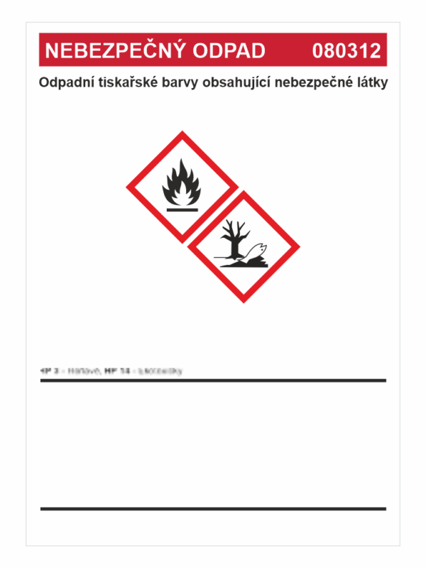 Nebezpečný odpad 080312 -	Odpadní tiskařské barvy ...