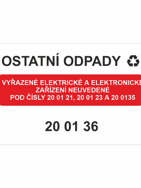 Ostatní odpady 200136 - Vyřazené elektrické a .....
