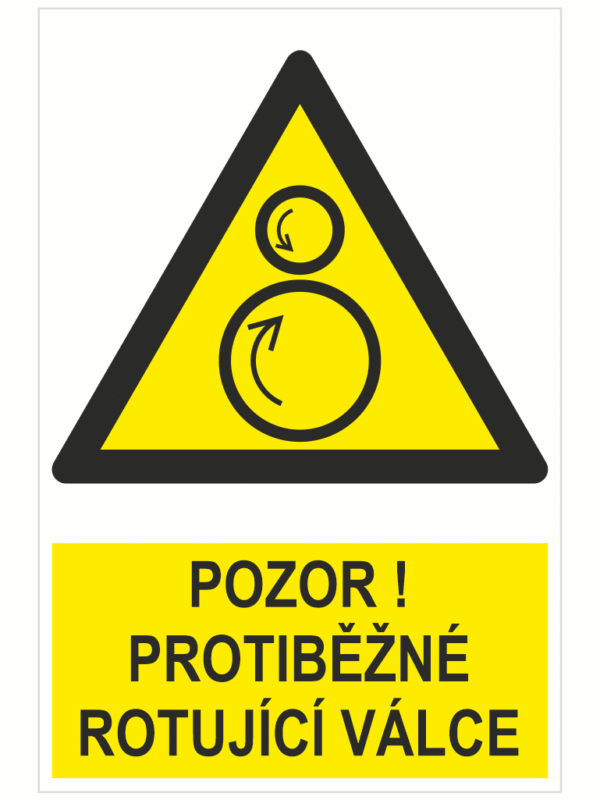 POZOR ! protiběžné rotující válce - ISO 7010
