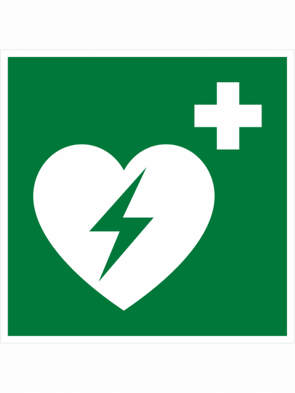 Automatizovaný externý defibrilátor (AED) ISO 7010