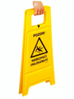 Oboustranná výstražná tabule -Pozor! Nebezpečí uklouznutí/Caution! Slipping hazard - Obrázek 3