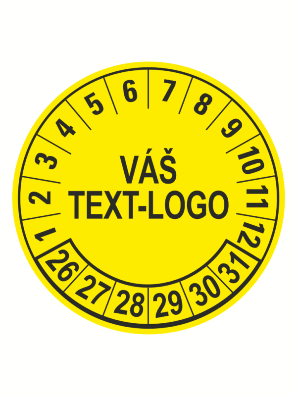 Kontrolní štítek 26-31 Váš text/logo žlutý