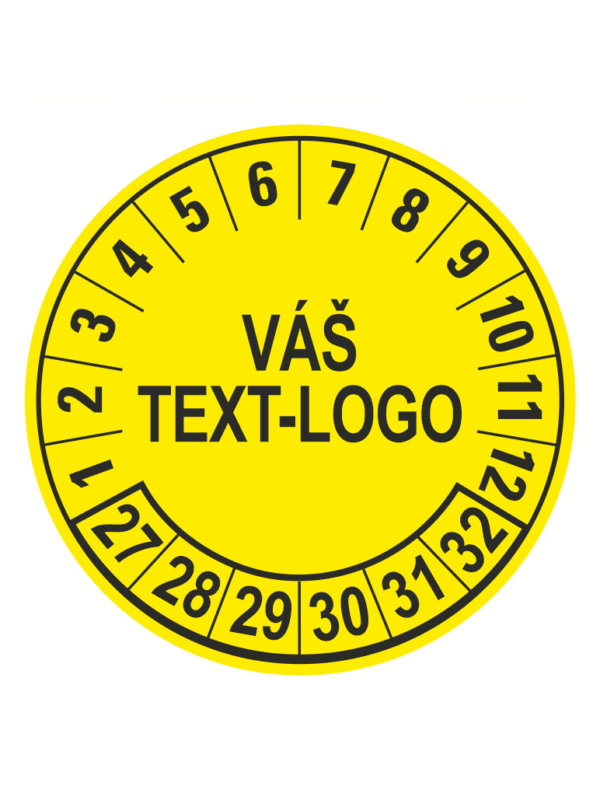 Kontrolní štítek 27-32  Váš text/logo žlutý