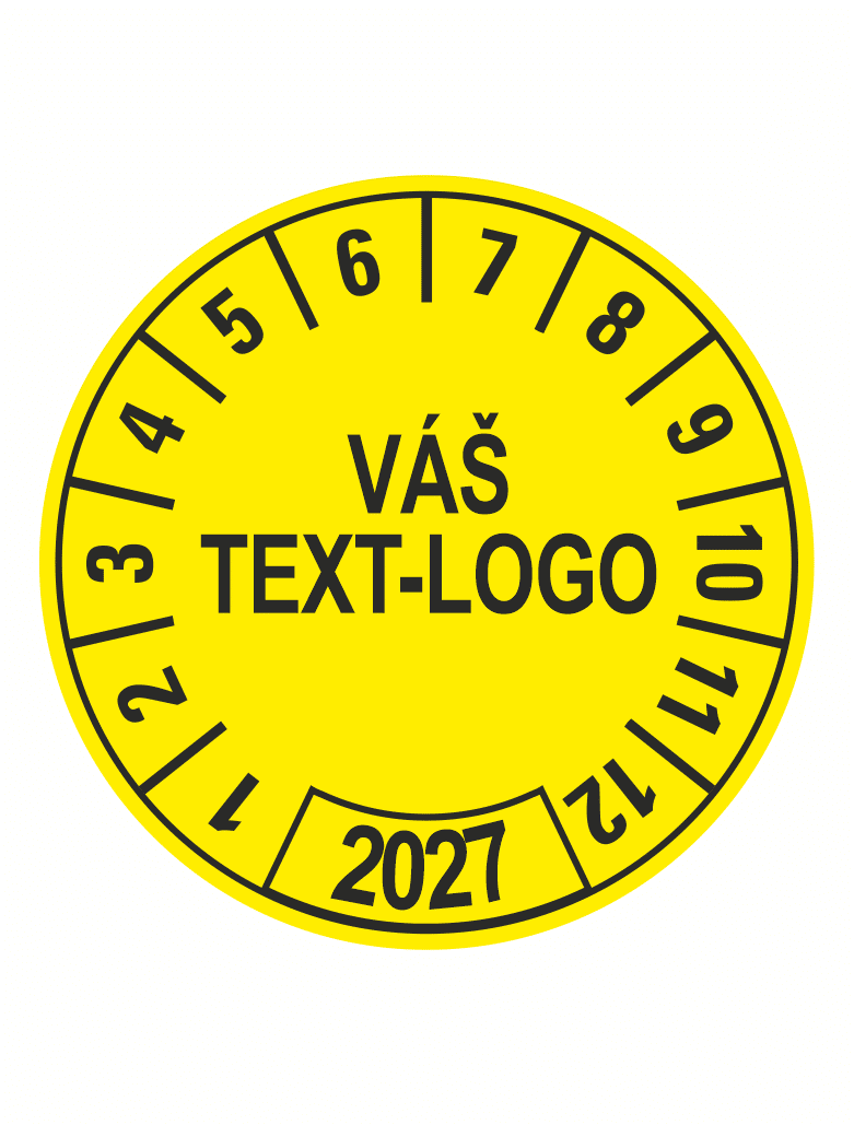 191920-27y Kontrolní štítek 2027 – Váš text/logo žlutý - Obrázek 1