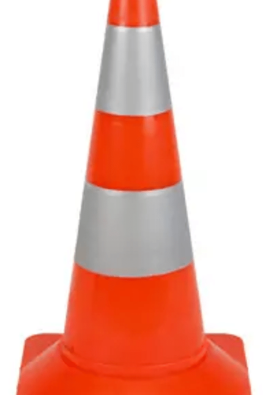 Lehký dopravní kužel 50 cm - oranžová/reflexní stříbrná